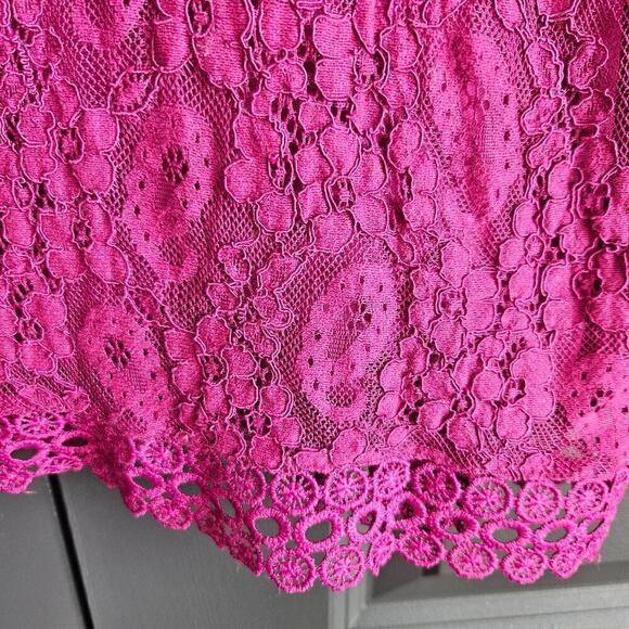 Laundry by Shelli Segal Pink Lace Blouse Sz XL Barbie - Picture 4 of 9